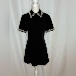 NWT Elegant Black Dress with Embellished Collar